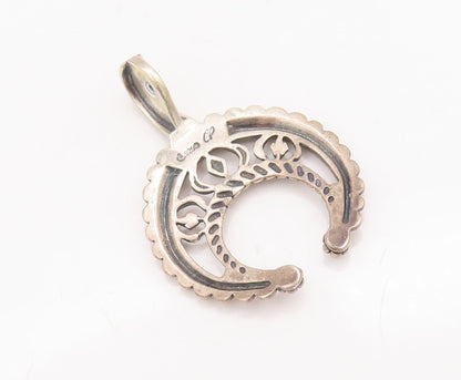 925 Sterling Silver Vintage Pendant CAROLYN POLLACK Antique Design Carve PT23039