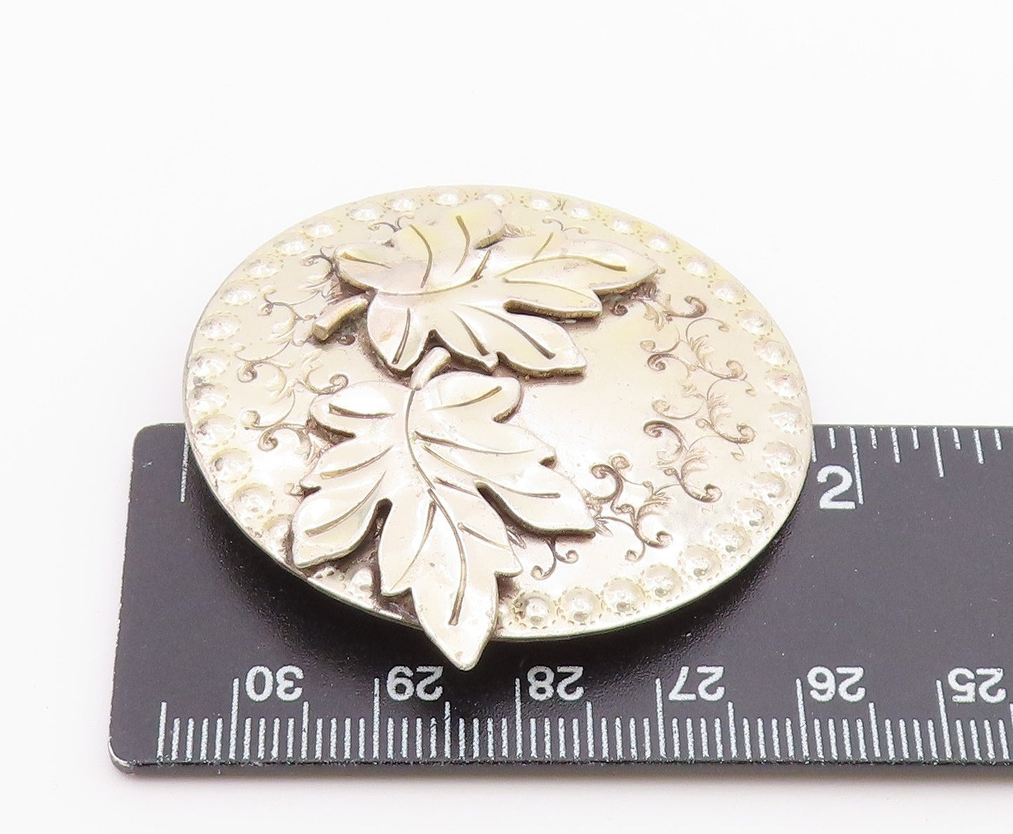 GRET BARKIN 925 Silver  Vintage Oak Leaf Swirl Pattern Brooch Pin  BP9385