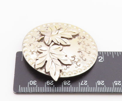 GRET BARKIN 925 Silver  Vintage Oak Leaf Swirl Pattern Brooch Pin  BP9385