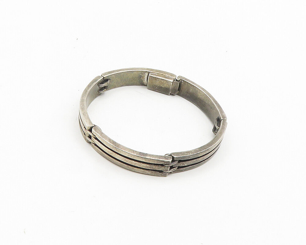 MEXICO 925 Sterling Silver  Vintage Smooth Curved Bar Chain Bracelet  BT7523