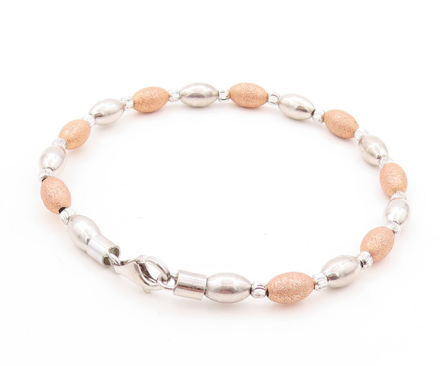 925 Sterling Silver Vintage Bracelet Solid Sparkly Beaded Bands Set  BT10923