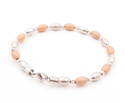 925 Sterling Silver Vintage Bracelet Solid Sparkly Beaded Bands Set  BT10923