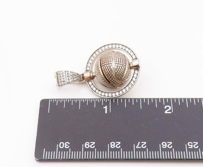 925 Sterling Silver  Vintage Cubic Zirconia Sphere Pendant (SPINS)  PT16615