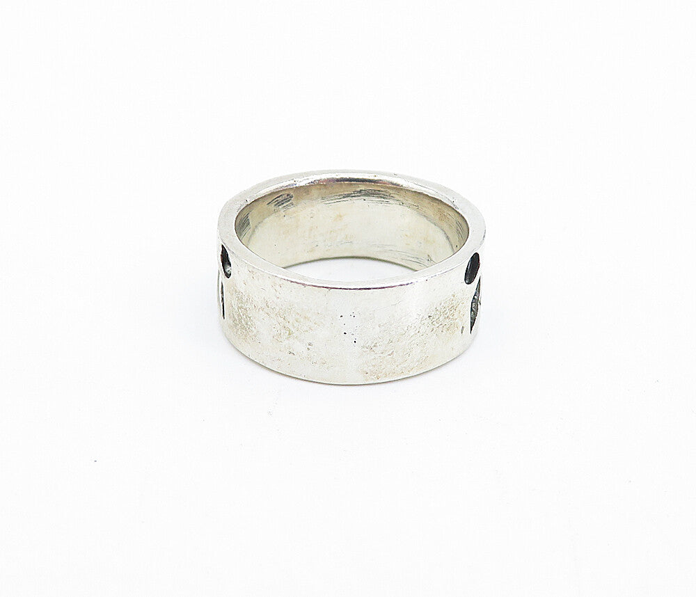 925 Sterling Silver  Vintage Dark Tone Zig Zag Design Band Ring Sz 6.5  RG3967