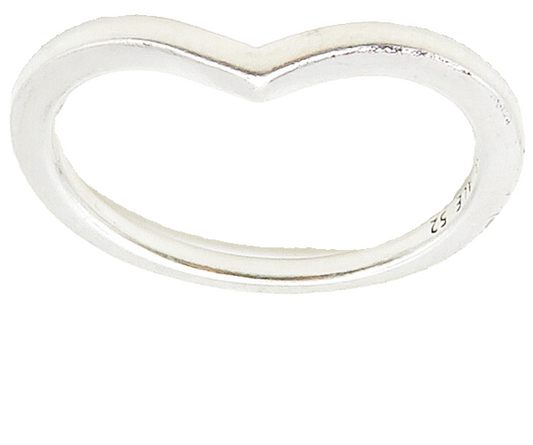 PANDORA 925 Sterling Silver  Shiny Smooth Pointed Band Ring Sz 6  RG16852
