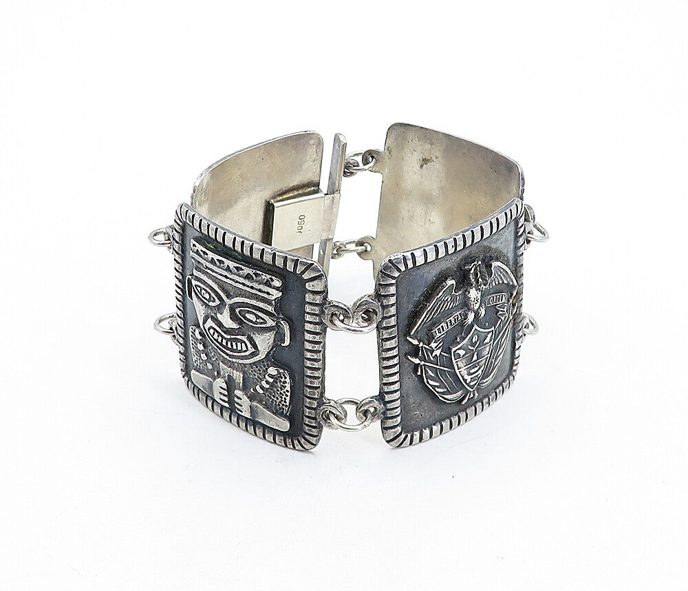 925 Sterling Silver Vintage Traditional Storyteller Solid Chain Bracelet BT1502