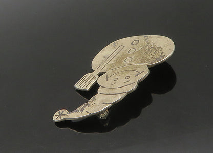 MEXICO 925 Silver  Vintage Happy Snowman Winter Motif Brooch Pin  BP8770