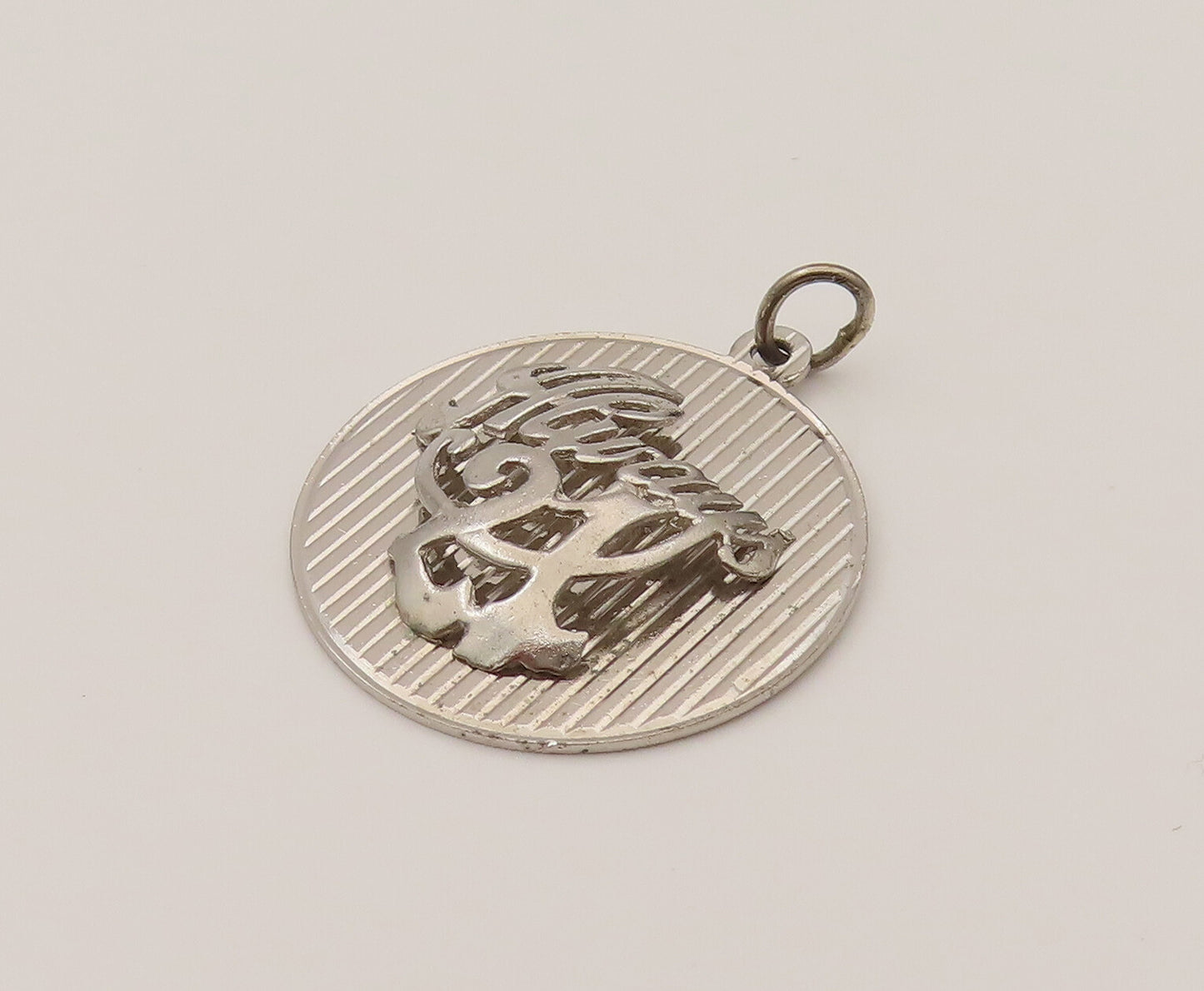 925 Sterling Silver  Vintage 3D Always 21 Linear Textured Pendant  PT21936