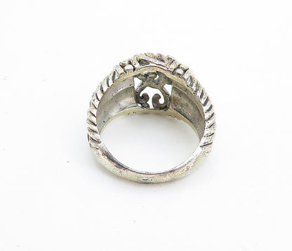 925 Sterling Silver  Vintage Open Swirl Dome Wheat Band Ring Sz 6  RG7502