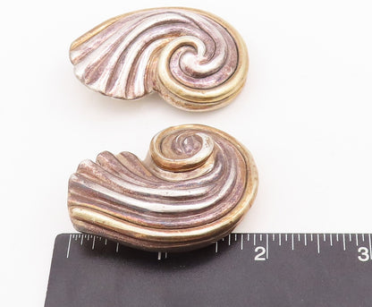 925 Sterling Silver Vintage Earrings BAT AMI ISRAEL Large Swirly Grooved EG13129