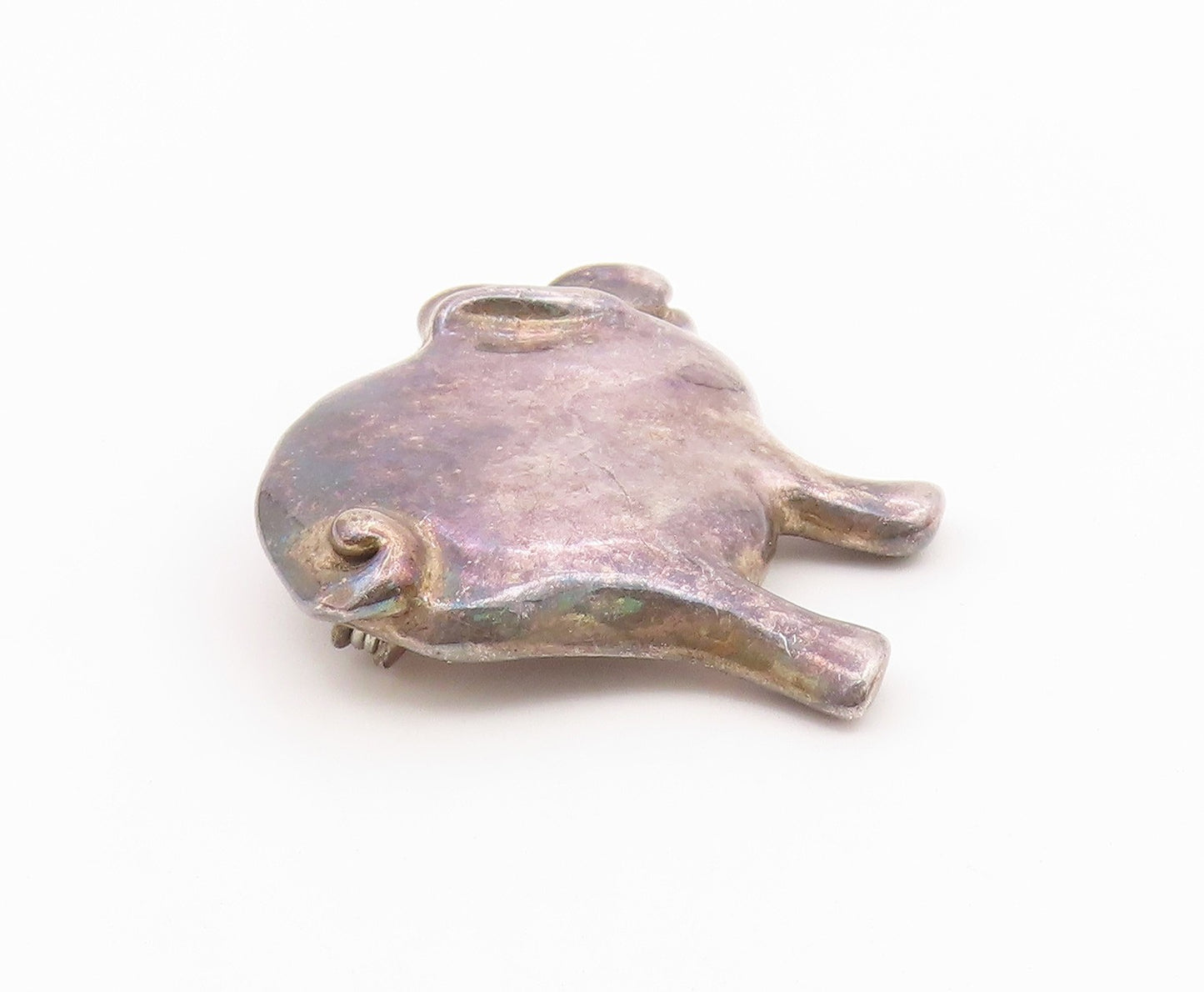 925 Sterling Silver  Vintage Dark Tone Smooth Pig Animal Brooch Pin  BP8285