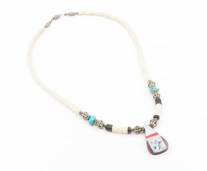 925 Sterling Silver Vintage Necklace SOUTHWESTERN Multi Gemstone Chain  NE4924