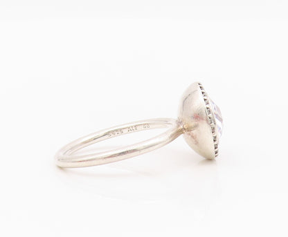 925 Sterling Silver Vintage Ring PANDORA Round Main Stone Halo CZ  Sz 9  RG33025