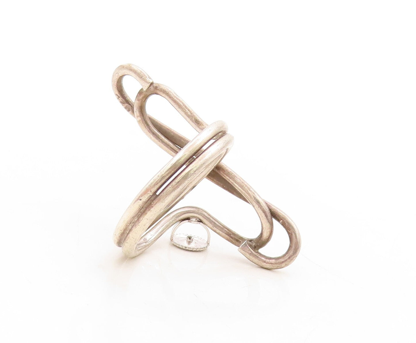 925 Sterling Silver Vintage Ring Modernist Wire Work Design  Sz 10  RG31351