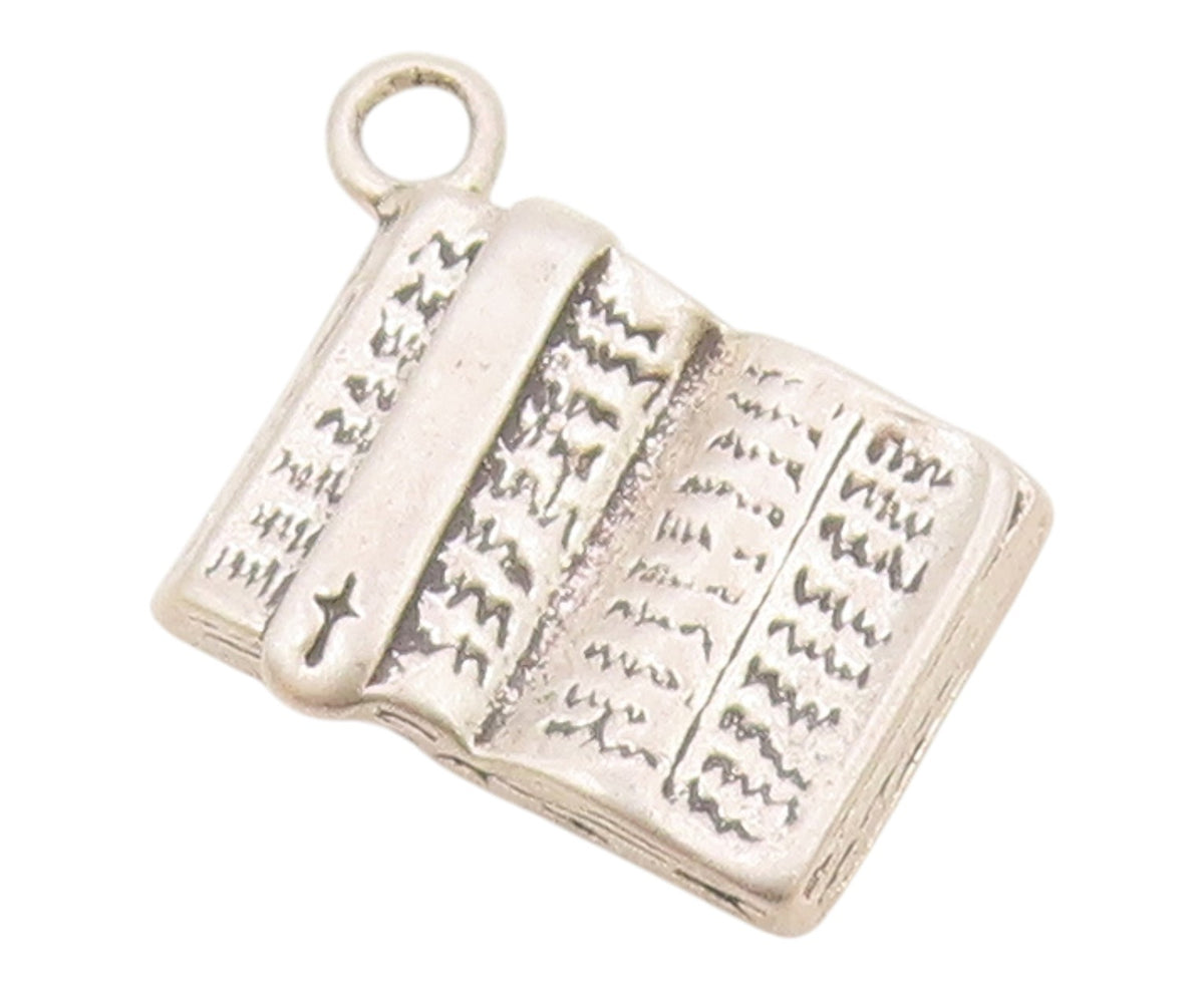 925 Sterling Silver  Vintage Open Religious Holy Bible Charm Pendant  PT21579