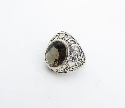 925 Sterling Silver Vintage Smoky Topaz Swirl Cocktail Ring Sz 7 RG4505