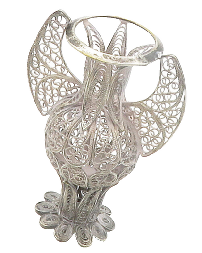 925 Sterling Silver  Vintage Antique Swirl Filigree Candle Holder  TR2119