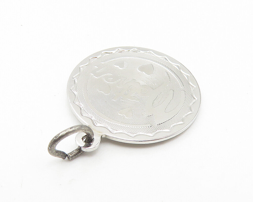 925 Sterling Silver  Vintage Shiny Happy Birthday Mother Etched Pendant PT8592