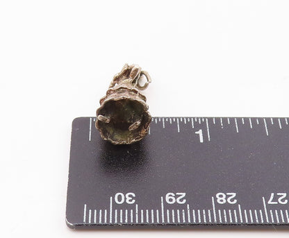 925 Sterling Silver  Vintage Sculpted Lady With Folding Fan Pendant  PT21133