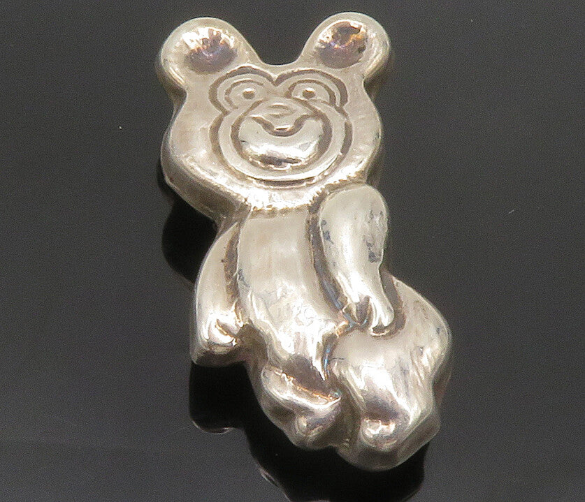MEXICO 925 Sterling Silver  Vintage Teddy Bear Hollow Shiny Brooch Pin  BP5170