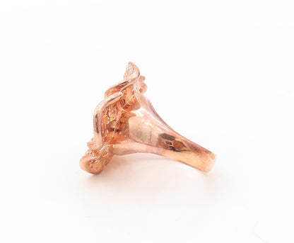 925 Sterling Silver Vintage Ring Rose Gold Plated CZ Inlay Flower  Sz 7  RG30684
