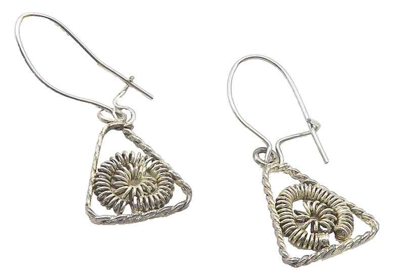 925 Sterling Silver  Vintage Wire Twist Swirl Design Dangle Earrings  EG5979