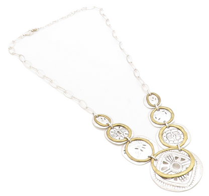 SILPADA 925 Sterling Silver  Vintage Two Tone Floral Chain Necklace  NE2283
