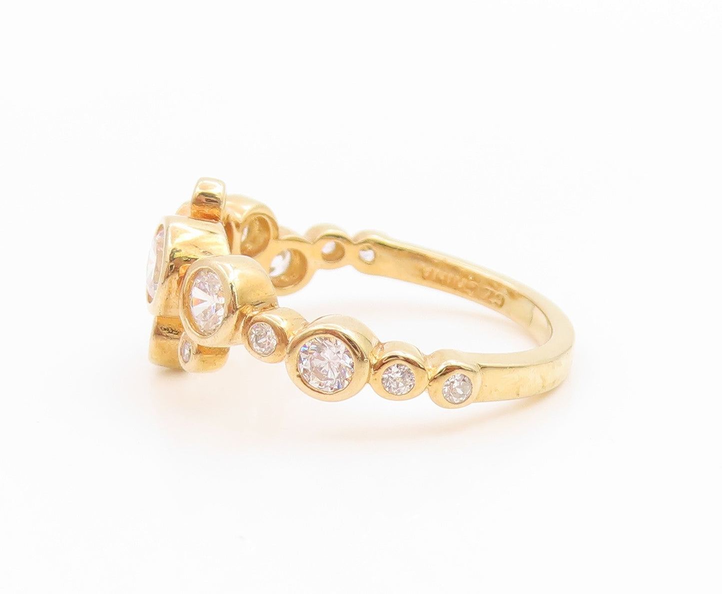 925 Sterling Silver Vintage Ring Gold Plated Bezel Set CZ Band  Sz 7  RG35787