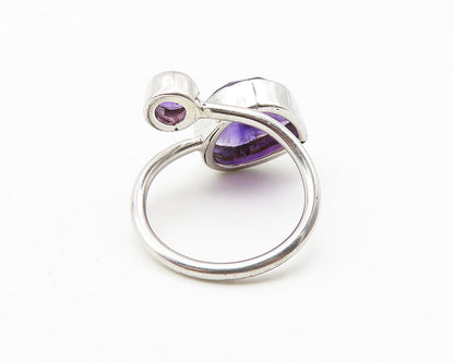 925 Sterling Silver  Faceted Amethyst Shiny Bypass Band Ring Sz 6  RG10567