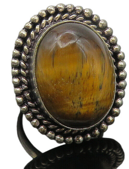 925 Sterling Silver  Vintage Tiger's Eye Twist Cocktail Ring Sz 7  RG11202