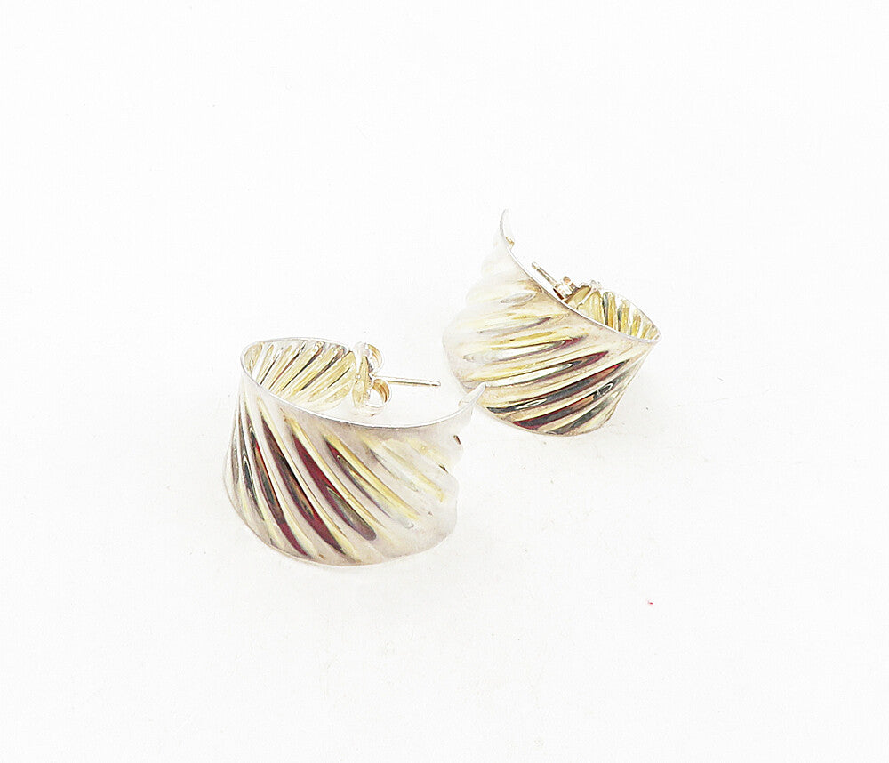RLM STUDIO 925 Sterling Silver  Vintage Shiny Fluted JHoop Earrings  EG4803