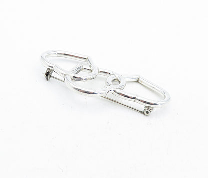 925 Sterling Silver  Polished Triple Open Love Hearts Brooch Pin  BP1917