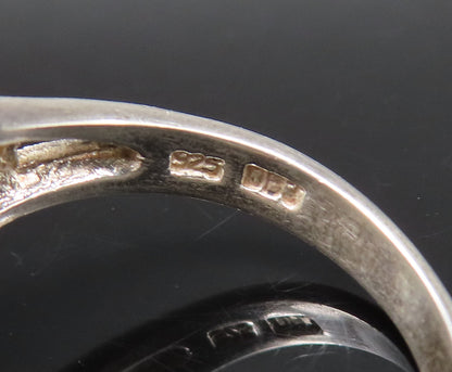 925 Silver  Vintage Openwork Square Frame Cubic Zirconia Ring Sz 9  RG25951