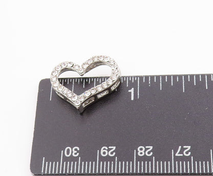925 Sterling Silver Vintage Pendant Sparkling CZ Love Heart Outline  PT24959