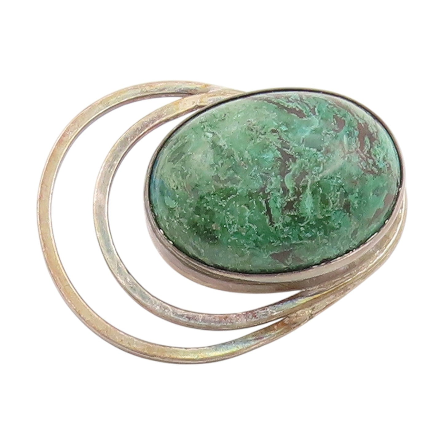925 Sterling Silver Vintage Brooch Pin ISRAEL Modernist Oval Gemstone  BP12282