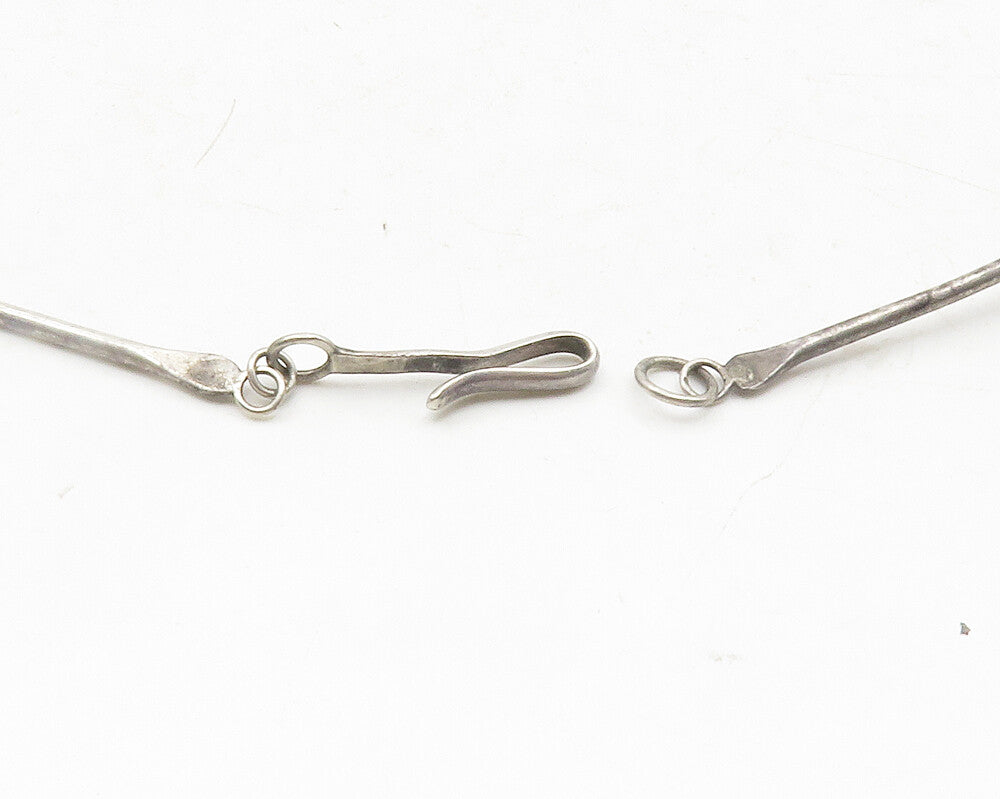 925 Sterling Silver  Vintage Dark Tone Floral Leaf Chain Necklace  NE2079