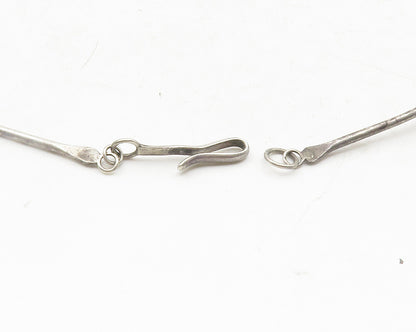 925 Sterling Silver  Vintage Dark Tone Floral Leaf Chain Necklace  NE2079