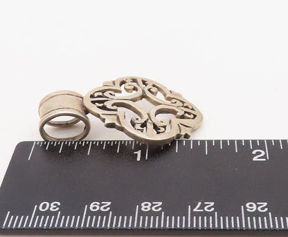 925 Sterling Silver Vintage Pendant Swirly Floral Design Cutout  PT23582