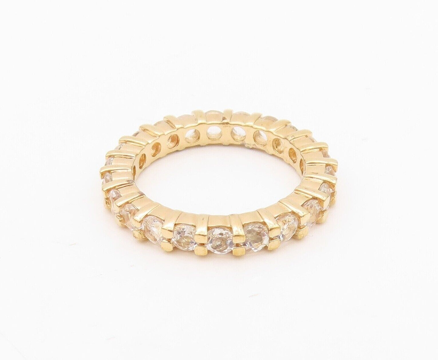 925 Sterling Silver Vintage Ring Gold Plated Minimalist Topaz Band  Sz 7 RG30336