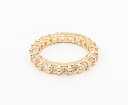 925 Sterling Silver Vintage Ring Gold Plated Minimalist Topaz Band  Sz 7 RG30336