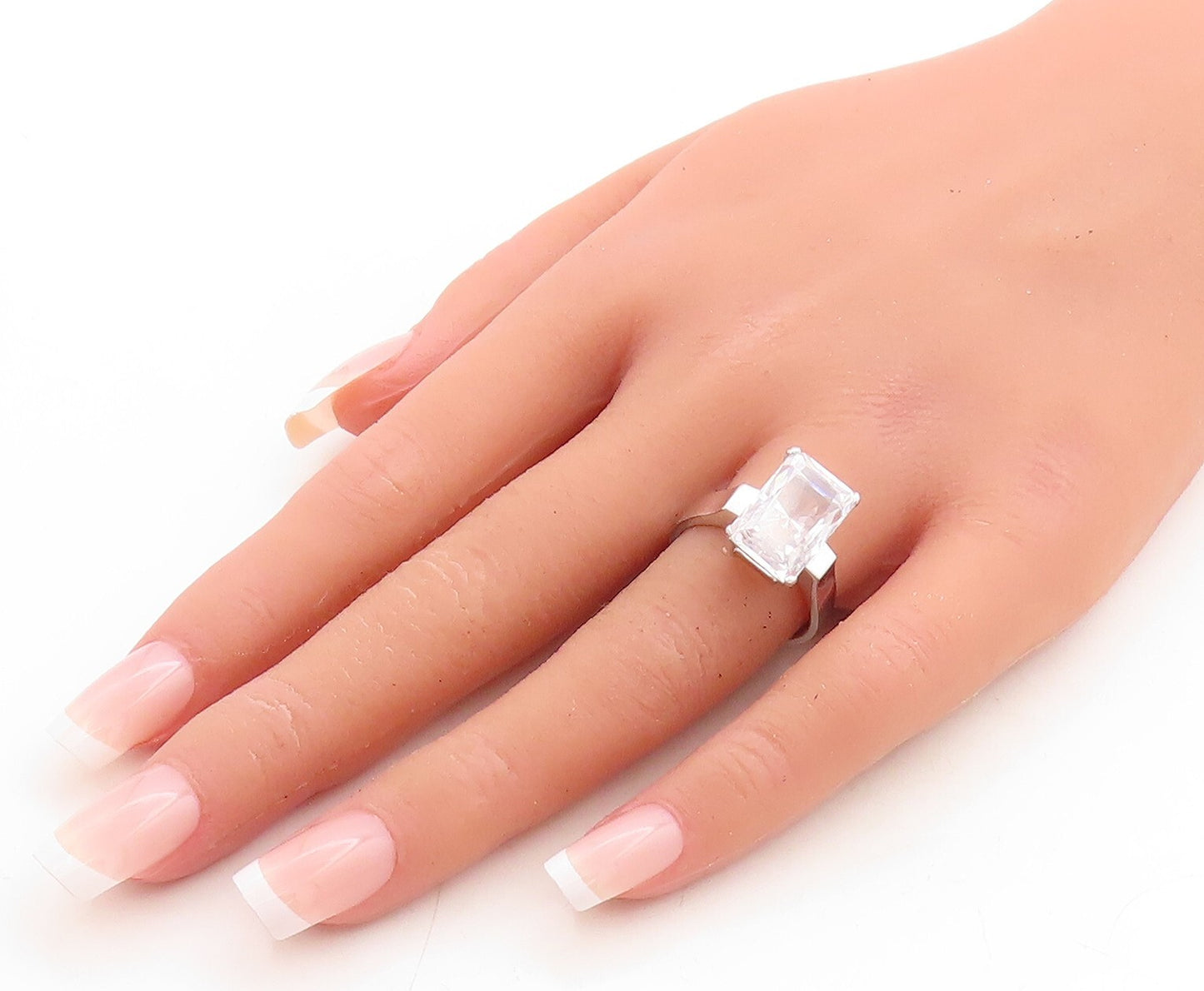 925 Sterling Silver Vintage Ring Minimalist Rectangle Cut CZ  Sz 8  RG31233