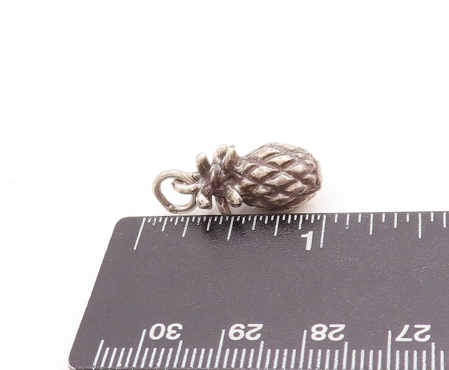 925 Sterling Silver Vintage Pendant Dark Tone 3D Carved Pineapple Charm  PT23741