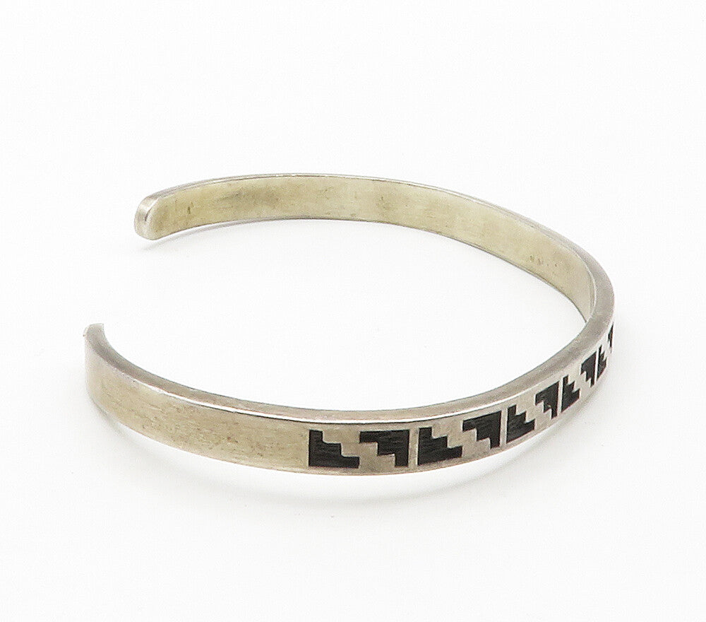 KABANA 925 Sterling Silver  Vintage Oxidized Patterned Cuff Bracelet  BT5857