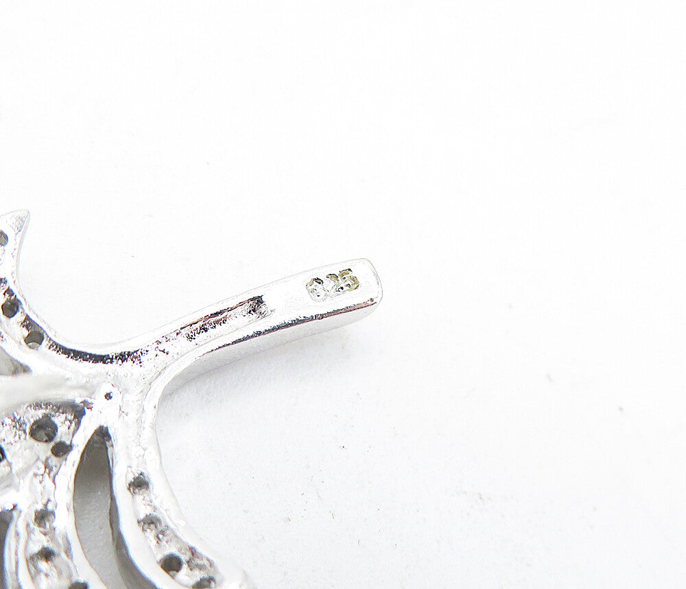 925 Sterling Silver  Topaz Petite Polished Palm Tree Motif Pendant  PT3463