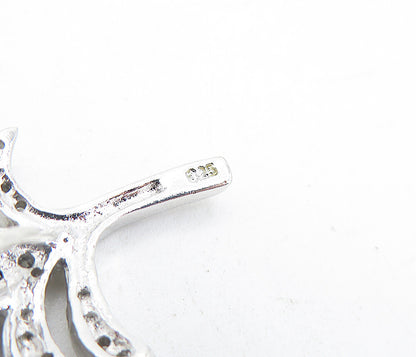 925 Sterling Silver  Topaz Petite Polished Palm Tree Motif Pendant  PT3463