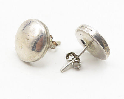 925 Sterling Silver  Vintage Minimalist Smooth Round Stud Earrings  EG5973