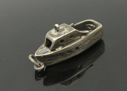 925 Sterling Silver  Vintage Dark Tone Tug Boat Motif Pendant  PT16919
