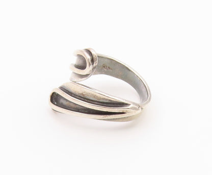 925 Sterling Silver Vintage Ring MEXICO Modernist Bypass Band  Sz 10  RG36536