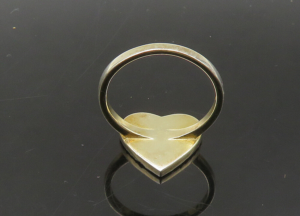 925 Sterling Silver  Vintage Topaz & Enamel Love Heart Band Ring Sz 7  RG22053