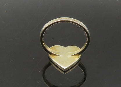 925 Sterling Silver  Vintage Topaz & Enamel Love Heart Band Ring Sz 7  RG22053